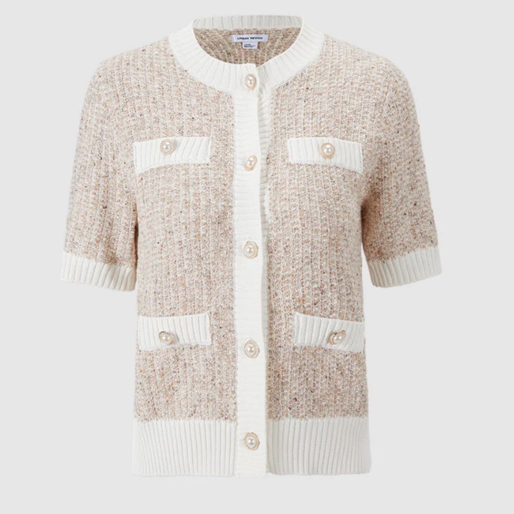 Urban revivo Knit Cardigan with Button Accents